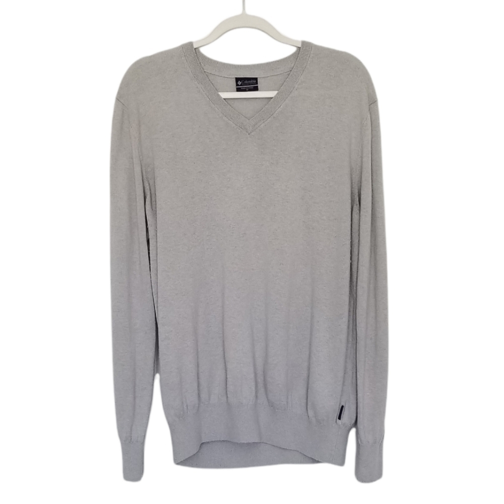 Columbia Womans PFG Lightweight Gray Pullover V-neck Long Sleeve Size Medium.